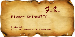 Fixmer Kristóf névjegykártya